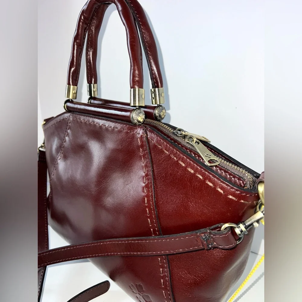 Patricia‎ Nash Leather Holland Top Handle Satchel Redish Brown Crossbody